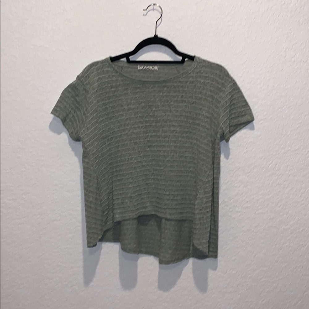 Green and White Striped Front Crop Top